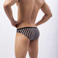 Men's mesh personalized color matching striped briefs