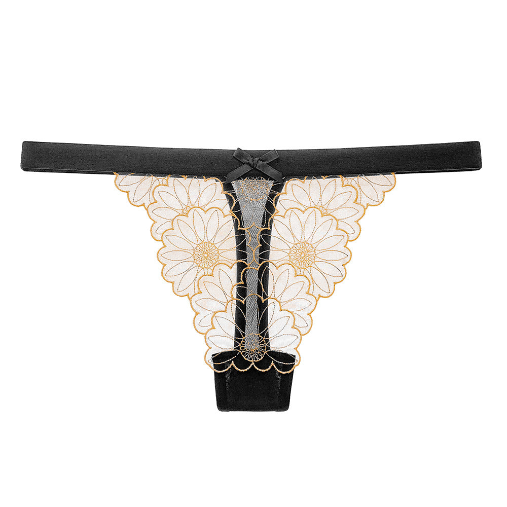 Daisy Jacquard Breathable Mesh Low-Rise Seamless Sexy Thong