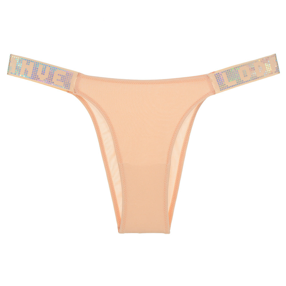 Solid color low waist hip-covering thong