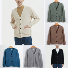 Men's High Quality Pure Cotton V-neck Casual Cardigan