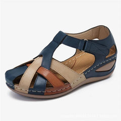Retro round toe wedge buckle women's sandals