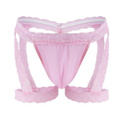 Men's Lace Sexy Suspenders Transparent Thong