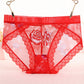 Lace mesh embroidered transparent panties