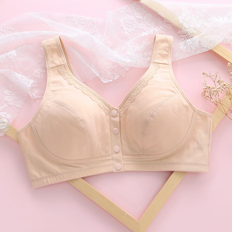 New lace trim comfortable front button bra