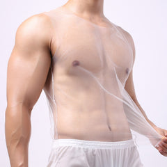 Men's mesh vest fully transparent sexy