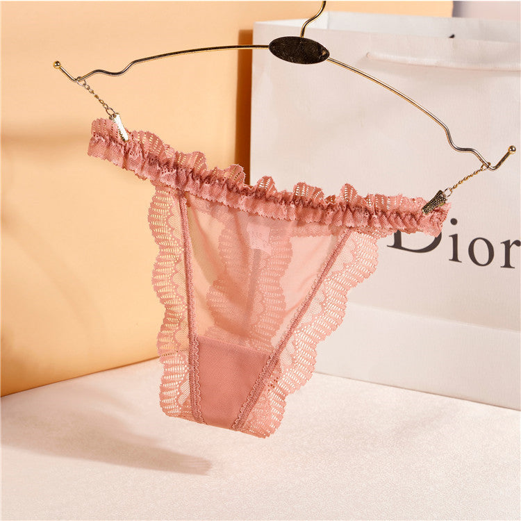 Lace Mesh Transparent Breathable Sexy Low Waist Sweet Thong