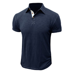 Men's Lapel Cotton Casual Color Block POLO Shirt