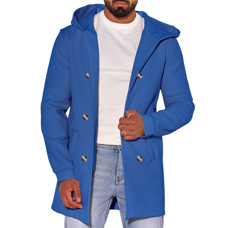 2023 Men's Double-breasted Casual Woolen Windbreaker Jacket