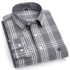 Men's Fashion Breathable Plaid Cotton Embroidered Shirt