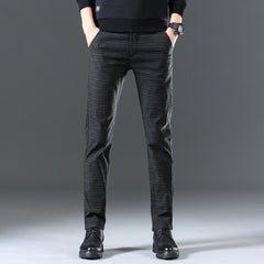 Men's Brushed Casual Stretch Plaid Cotton and Linen Pants