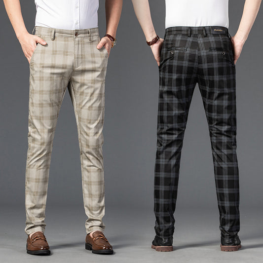 Men's Elastic Slim Fit Business Straight Casual Pants