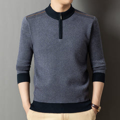 Jacquard half turtleneck thick warm casual sweater
