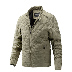 2024 Men's Casual Diamond Stand Collar Fashion Quilted Jacket