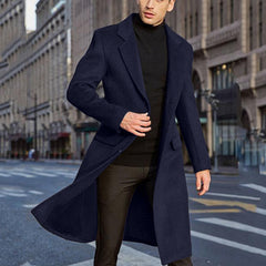 Men's Long Woolen Windbreaker