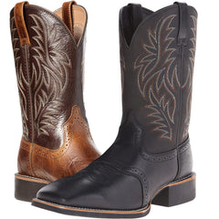 Men's High-top Retro Embroidered Carved Patchwork Western Cowboy Boots
