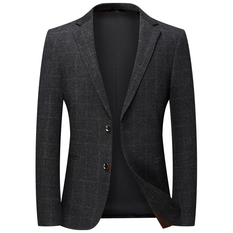 Men's Winter Nylon Stretch Casual Plaid Blazer