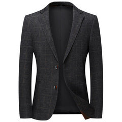Men's Winter Nylon Stretch Casual Plaid Blazer