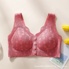 Button front plus size thin wire-free bra