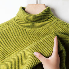 Men's Solid Color Turtleneck Warm Fashionable Knitted Sweater