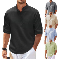 Men's Long Sleeve Stand Collar Plaid Shirt