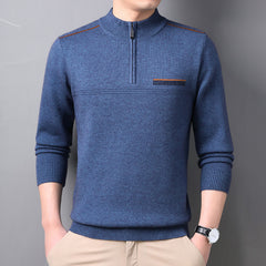 Men's Half Turtle Collar Zip Warm Knitted Wool Sweater