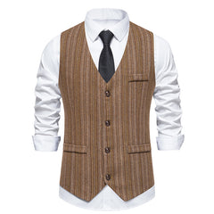 New Men's Striped Retro Business Casual Professional Vest