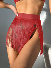 High Waist Fringe Fashionable Skirt