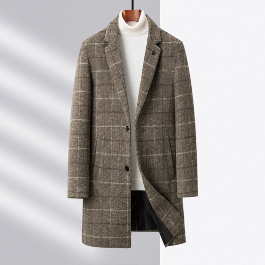 Men's High-end Plaid Woolen Coat