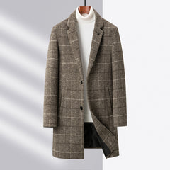 Men's High-end Plaid Woolen Coat