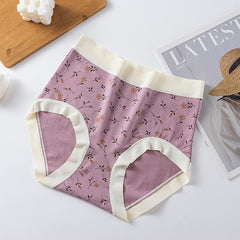 [ 5PCS ] Cotton high waist breathable high elastic printed panties