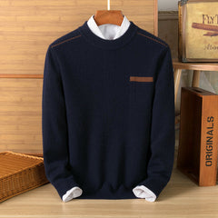 Casual warm loose fit jacquard crew neck sweater