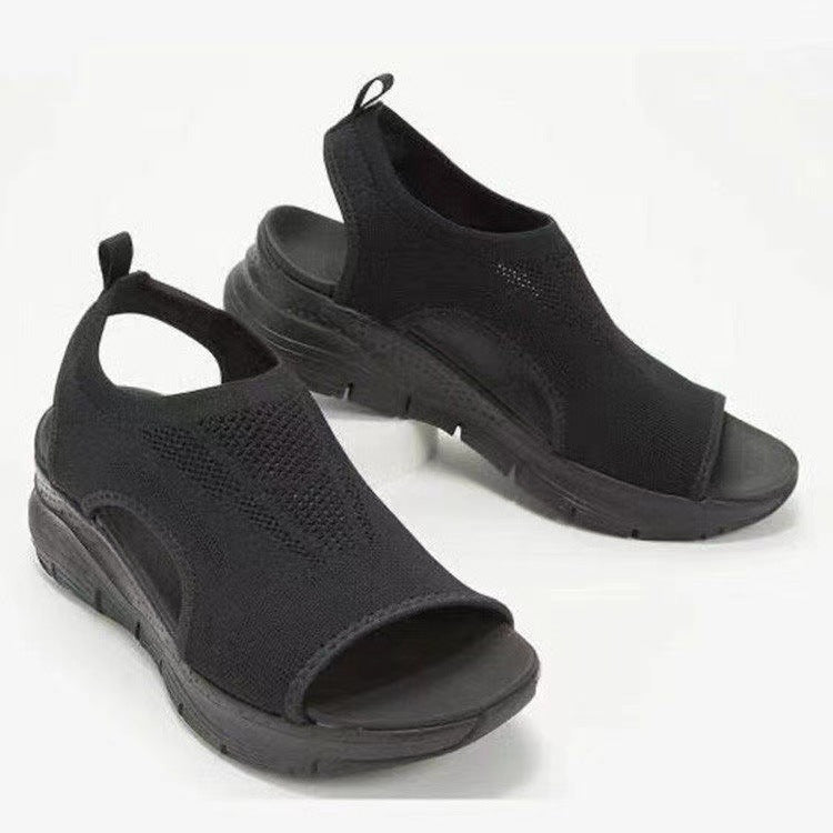 Summer mesh thick-soled slip-on large-size women's shoes