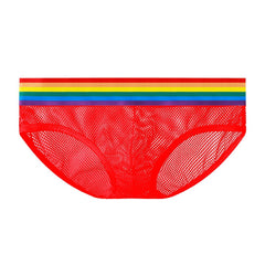 Men's Mesh Rainbow Belt Breathable See-through Sexy Briefs