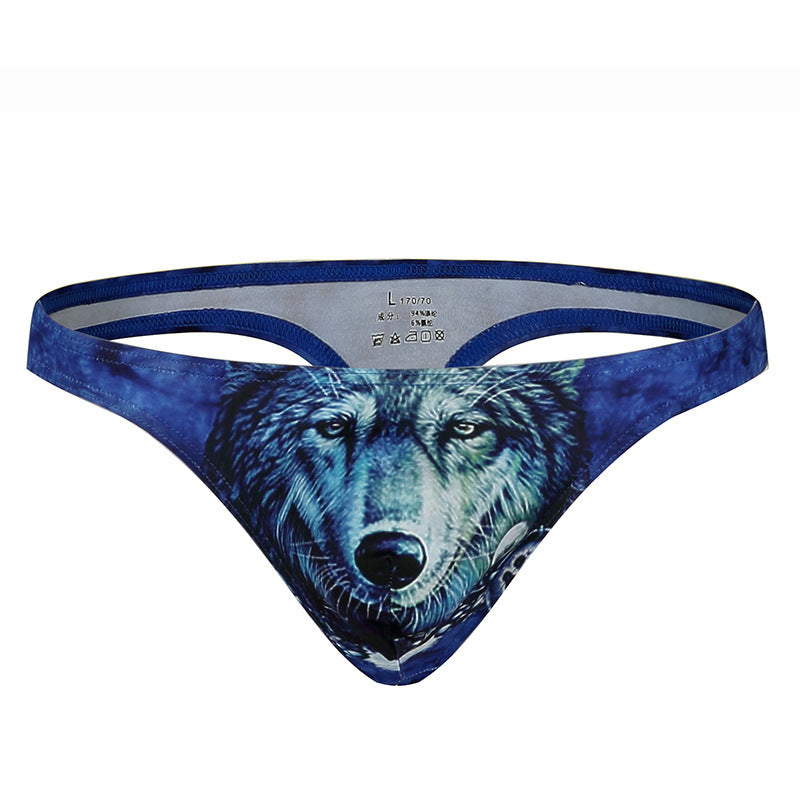 Sexy low waist printed U-pouch thong