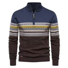2023 Men's New Stand Collar Half Zipper Knitted High Quality Sweater