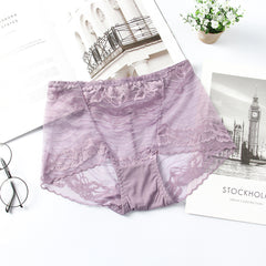 High-waisted Butt-lifting Seamless Transparent Lace Breathable Mesh Briefs
