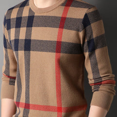 Men's Crew Neck Striped Casual Knitted Sweater