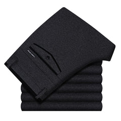 Men's Thickened High Waist Elastic Straight Warm Non-iron Casual Pants