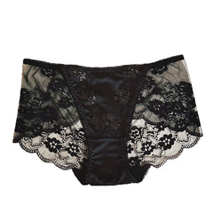 Sexy Embroidered Lace Satin Briefs