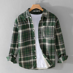 Men's 100% Cotton High Quality Plaid Casual Long-sleeved Shirt