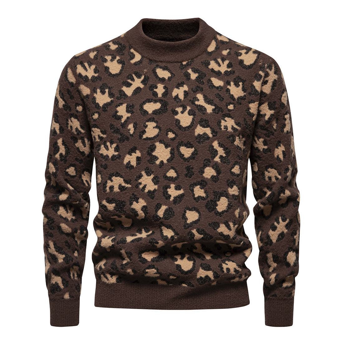 Men's Round Neck Casual Fashion Printed Warm Bottoming Sweater