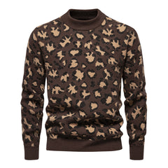 Men's Round Neck Casual Fashion Printed Warm Bottoming Sweater