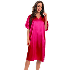 Women's Plus Size Ice Silk Pajamas Long Nightdress