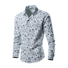 Men's Long Sleeve Fashionable Floral Shirt