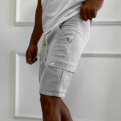 Men's New Cotton and Linen Casual Drawstring Shorts