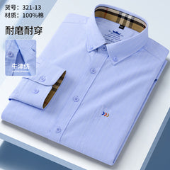 Men's Pure Cotton Business Casual Three-dimensional Comfortable Plaid Long-sleeved Shirt