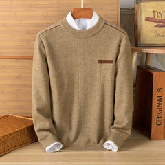Casual warm loose fit jacquard crew neck sweater
