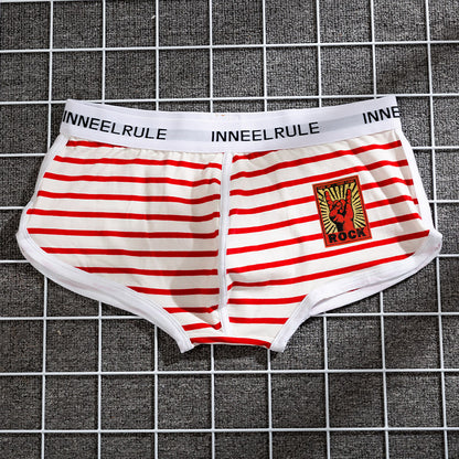 Men's Pure Cotton Sport Breathable Low-rise Striped Boxers