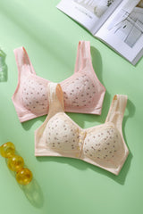Pure cotton thin wire-free front button bra