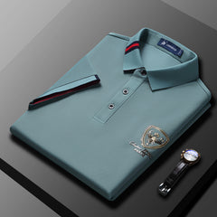 New men's solid color casual high-end polo shirt